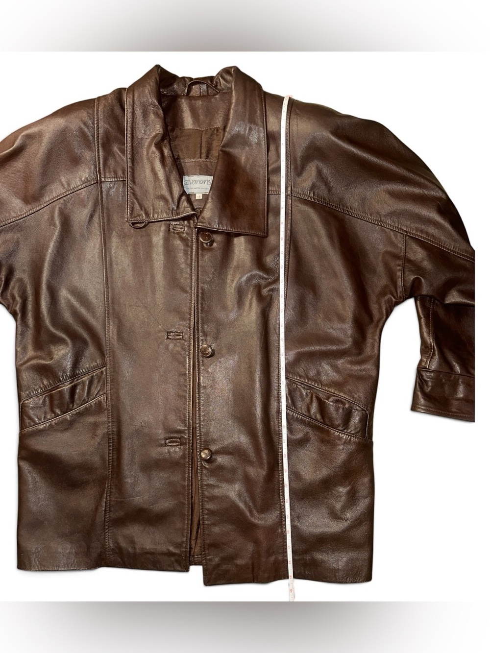 Vintage Zivanaris Italian Nappa Leather Brown Coat Women 14 - Picture 4 of 11